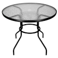 Miniatyrbillede 2 af 4: SPRINGOS® bistrobord - Rundt havebord Diameter 90 cm - Præget glasplade Svart