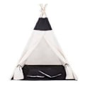Pikkukuva 3 / 4: Lasten teepee-teltta SPRINGOS puuvillaa - Musta - 160x120x100 cm - 2 tyynyä mukana Svart