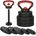 Miniatyrbillede 1 af 4: Justerbar kettlebell - SPRINGOS - 10 kg - Ergonomisk håndtag - 5 justerbare skiver - Blandet svart