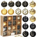 Miniatyrbild 3 av 4: Julgranspynt - SPRINGOS - 16 st. trädbollar ornament - guld/svart svart guld