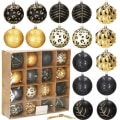 Miniatyrbillede 3 af 4: Juletræspynt - SPRINGOS - 16 stk. trækugler ornamenter - guld/sort svart guld