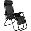 Pikkukuva 1 / 4: Chaise Longue - SPRINGOS® - Käännettävä - Musta - Säädettävä - Juomapukki mukana Svart
