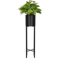 Miniatyrbillede 1 af 4: SPRINGOS® Metal blomsterbed med en sort potte, 16 x 74 cm den perfekte indretning til indvendigt og udvendigt i dit hjem Svart