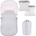 Miniatyrbillede 1 af 4: SPRINGOS® Universal fodpose til klapvogn, babysædebetræk, sovepose, varm, benbetræk med vante Grå-rosa