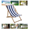 Miniatyrbild 4 av 4: Hopfällbar strandstol i trä - SPRINGOS® - blå ränder - 120 kg mångfärgad