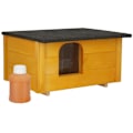 Miniatyrbillede 2 af 4: Træhus til katte og hunde - SPRINGOS® - 39 x 54 x 30 cm - Isolerede vægge - Foldetag gul