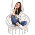 Pikkukuva 4 / 4: Riippukeinu puuvillahapsuilla - SPRINGOS - Puutarha - Vankka ja mukava - Macramé-design grädde