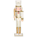 Miniatyrbillede 1 af 4: SPRINGOS® Nøddeknækker træfigur soldat med sværd Højde 38 cm creme juledekoration Vit
