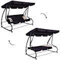 Miniatyrbillede 2 af 4: Havemøbel - SPRINGOS® - 4 Pladser - 220 x 162 cm - 2 Puder - Sengefunktion Svart