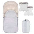 Miniatyrbillede 1 af 4: SPRINGOS® Universal fodpose til klapvogn, babysædebetræk, sovepose, varm, benbetræk med vante Grå-beige