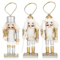 Miniatyrbillede 2 af 4: Juletræ dekorations i træ - SPRINGOS - Nøddeknækker - 3 stk - 8 cm - Hvid Vit