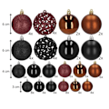 Miniatyrbillede 4 af 4: Julekugler - SPRINGOS - 100 styk - Sort, Brun, Bourgogne - Plast - Elegant dekoration kastanj