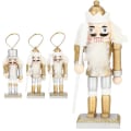 Miniatyrbillede 3 af 4: Juletræ dekorations i træ - SPRINGOS - Nøddeknækker - 3 stk - 8 cm - Hvid Vit