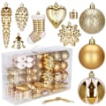 Miniatyrbillede 3 af 4: Julekugler - SPRINGOS - 72 stk - Ubrydelig plast - Guld - Ø 4-6 cm Snape