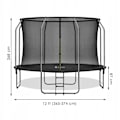 Miniatyrbillede 4 af 4: SPRINGOS® Trampolin til børn og voksne Rund Ø 365 cm med sikkerhedsnet og stige, solid og robust sort
