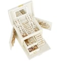 Miniatyrbillede 2 af 4: Smykkeskrin - Kvinder - 17,5 x 12 x 13,5 cm - Kunstlæder - Fløjl - Låsbar grädde