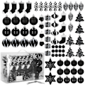 Miniatyrbild 4 av 4: SPRINGOS® Julgranskulor 77 st Julgransdekoration Fest Okrossbara prydnader Kottar Godispresenter Stjärnor Granar Svart
