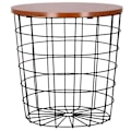 Miniatyrbillede 2 af 4: SPRINGOS® Sidebord Sofabord Rundt trådbord 39 x 40 cm Gennembrudt design metalbord Industrielt interiørbord Svart