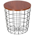 Miniatyrbillede 1 af 4: SPRINGOS® Sidebord Sofabord Rundt trådbord 39 x 40 cm Gennembrudt design metalbord Industrielt interiørbord Svart