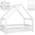 Miniatyrbillede 4 af 4: Børneseng i form af et hus med springfjeder, tag og faldsikring 80 x 160 cm i fyrretræ Vit