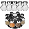 Miniatyrbillede 3 af 4: SPRINGOS® roterende drejestativ, 8 glaskrukker, krydderidisplay, organizer Svart