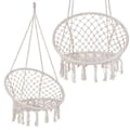 Pikkukuva 3 / 4: Riippukeinu puuvillahapsuilla - SPRINGOS - Puutarha - Vankka ja mukava - Macramé-design grädde