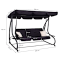 Miniatyrbillede 3 af 4: Havemøbel - SPRINGOS® - 4 Pladser - 220 x 162 cm - 2 Puder - Sengefunktion Svart