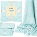 Miniatyrbillede 4 af 4: SPRINGOS hyggetæppe - 200x220 cm - 100% polyester med tekstur - lyseblå ljusblå