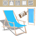 Miniatyrbillede 2 af 4: Chaise longue - SPRINGOS - Liggestol til haven - Bøg - Sammenklappelig - Armlæn Blå