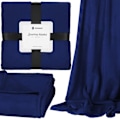 Miniatyrbillede 4 af 4: Tæppe - SPRINGOS - 200x220 cm - Kongeblå - 100% polyester - Blødt og varmt kungsblå