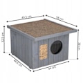 Miniatyrbild 4 av 4: Springos® utomhus katthus i trä 49,5 x 58 x 36 cm, katthem med platt tak, kattskrapstolpe grå