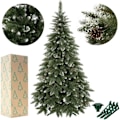 Miniatyrbillede 4 af 4: Kunstigt juletræ - SPRINGOS - 220 cm - Kunstig sne - Ægte kogler - PVC Grön - Vit