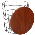 Pikkukuva 4 / 4: SPRINGOS® Sivupöytä Sohvapöytä Pyöreä lankapöytä 39 x 40 cm Harjakattoinen design metallipöytä Teollinen sisustuspöytä Svart