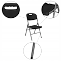 Miniatyrbillede 2 af 4: Sammenklappelig stol - SPRINGOS - Sort - Metal - Plastisk HDPE - 150 kg maks Svart