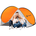 Pikkukuva 1 / 4: Rantateltta - SPRINGOS - kokoontaittuva 200x120cm - lasikuitu - harmaa ja oranssi - pop-up grå+orange
