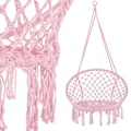 Miniatyrbillede 4 af 5: Springos® Hængekøje med frynser – Havegyngestol i makramé-design - Pink Rosa