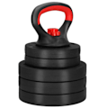 Miniatyrbillede 2 af 4: Justerbar kettlebell - SPRINGOS - 10 kg - Ergonomisk håndtag - 5 justerbare skiver - Blandet svart