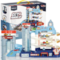 Miniatyrbild 4 av 4: Parkeringsgarage för barn - SPRINGOS - PRINGOS® - 3 våningar - 6 bilar - hiss - spiralramper Blå