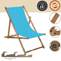 Miniatyrbild 3 av 4: SPRINGOS® Trädgårdsstol impregnerad hopfällbar strandstol i trä 120kg - Blå Blå