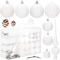 Miniatyrbild 1 av 4: Julkulor - SPRINGOS - 100 bitar - Oskärligt plast - Vit - Varierade dekorationer Vit