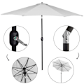 Miniatyrbillede 4 af 6: Springos® Haveparasol med hældningsfunktion og svendestangssystem 300 x 245 cm ljusgrått