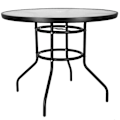 Miniatyrbild 1 av 4: SPRINGOS® bistrobord - Runt trädgårdsbord Diameter 90 cm - Präglad glasskiva Svart