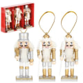 Miniatyrbillede 1 af 4: Juletræ dekorations i træ - SPRINGOS - Nøddeknækker - 3 stk - 8 cm - Hvid Vit