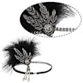 Miniatyrbild 3 av 5: Vinta 1920-tal Ing 20-tal Gatsby-del med 1920-talets flapper Gatsby H-accessoarer  (ZYH) Black