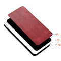 Miniatyrbild 3 av 5: Klädsel i kohudstruktur till Realme C55, PU-läderbelagd TPU+PC-baksida (ZYH) Red, Red Realme C55