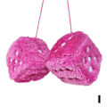 Miniatyrbild 1 av 5: Bil Färgglad Mjuk fläckig lurvig Fluffig hängspegel Fuzzy Dice Dekor Rosa (ZYH)