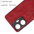 Miniatyrbild 2 av 5: Klädsel i kohudstruktur till Realme C55, PU-läderbelagd TPU+PC-baksida (ZYH) Red, Red Realme C55