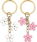 2 st Blommor Nyckelringar Rosa och Vit