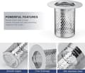 Miniatyrbillede 5 af 5: Hårfilter til brusebad, 3 stk. vaskfilter i rustfrit stål til badeværelse, 5,5 × 5 cm vaskpropfilter til balkon