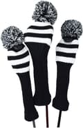 Randiga Stickade Golfklubbhuvudskydd 3-delars Set 1 3 5 Driver och Fairway HeadCovers